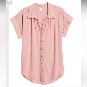 CASLON Linen Blend Camp Shirt NWT sz S